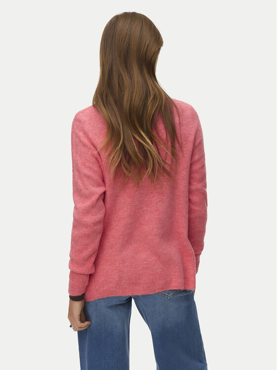 Vero Moda Vero Moda Sweter Crewlefile 10233357 Koralowy Loose Fit