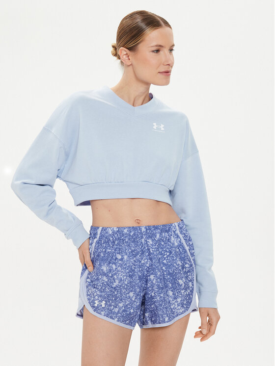 Under Armour Mikina Ua Rival Terry Os Crop Crw 1382738-539 Modrá Loose Fit