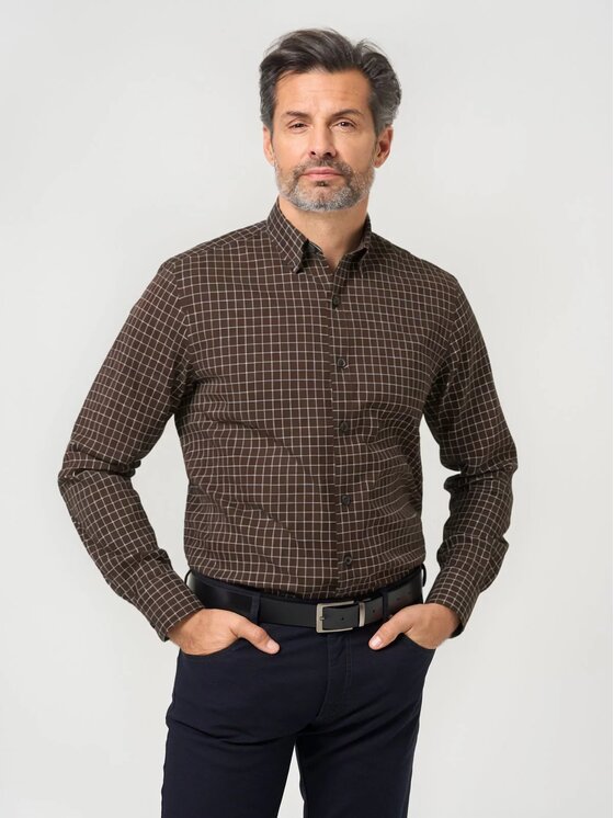 Willsoor Willsoor Koszula 43223sl Brązowy Slim Fit