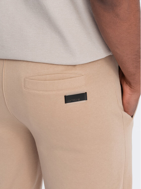Ombre Ombre Šortky z materiálu OM-SRBS-0149 Béžová Regular Fit