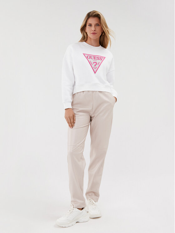 Guess Guess Штани зі штучної шкіри New Viola W3BB44 WF8Q0 Бежевий Regular Fit