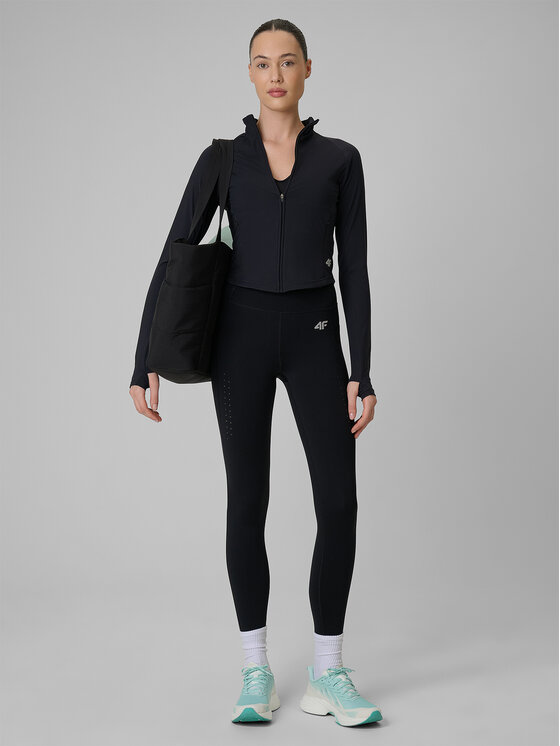 4F 4F Bluza techniczna TRAINING Czarny Slim Fit