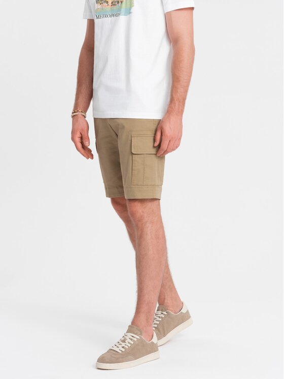 Ombre Ombre Šortky z materiálu OM-SRCG-0133 Hnědá Cargo Fit