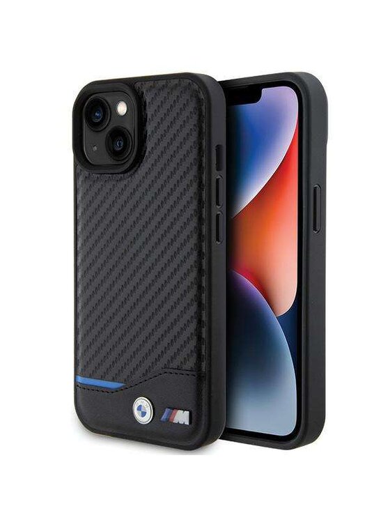 Etui na telefon BMW Motorsport, Czarne, Leather Carbon