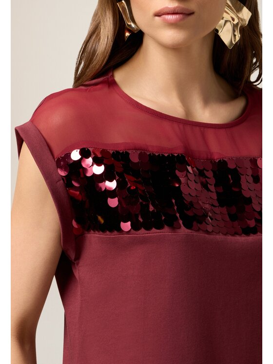 Oltre Oltre T-Shirt G086J004311N036 Bordowy Regular Fit