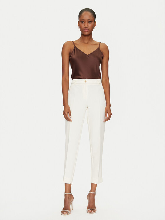 Maryley Maryley Hlače iz tkanine 25EB52Z/M24/43VA Écru Regular Fit
