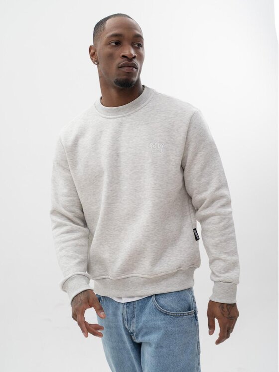 Bluza Jigga Wear, Rozmiar L, Szary, Bluza Bez Kaptura Męska Szara Jigga Wear 3D Crown L