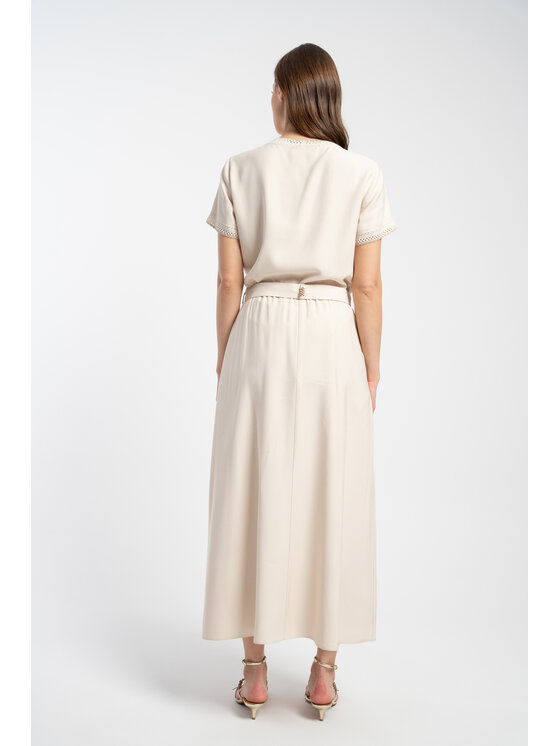 CLICK CLICK Φούστα σε γραμμή Α 50-716 Μπεζ Long Fit