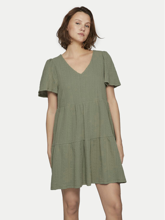 Vila Vila Poletna obleka Libre 14095564 Khaki Regular Fit