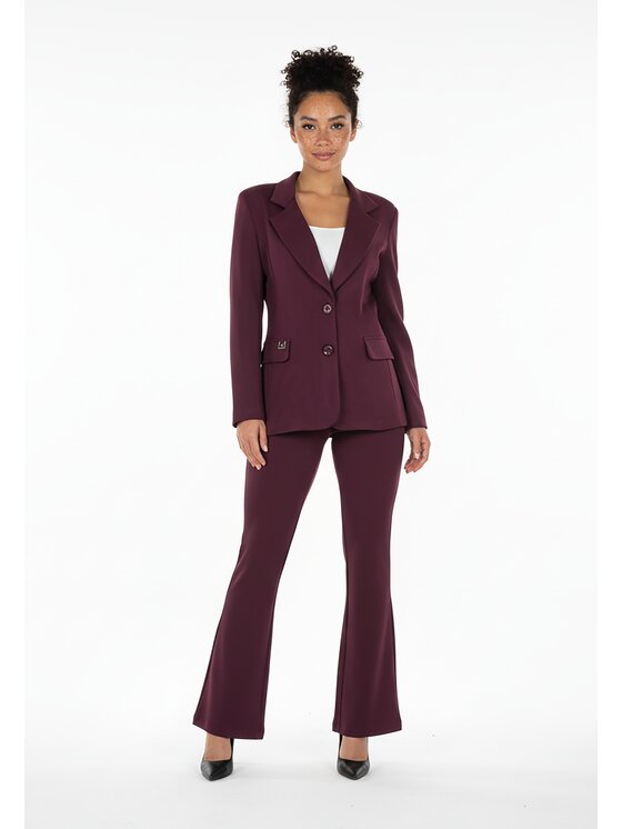 FIGL FIGL Komplet marynarka i spodnie materiałowe M1273 Bordowy Regular Fit