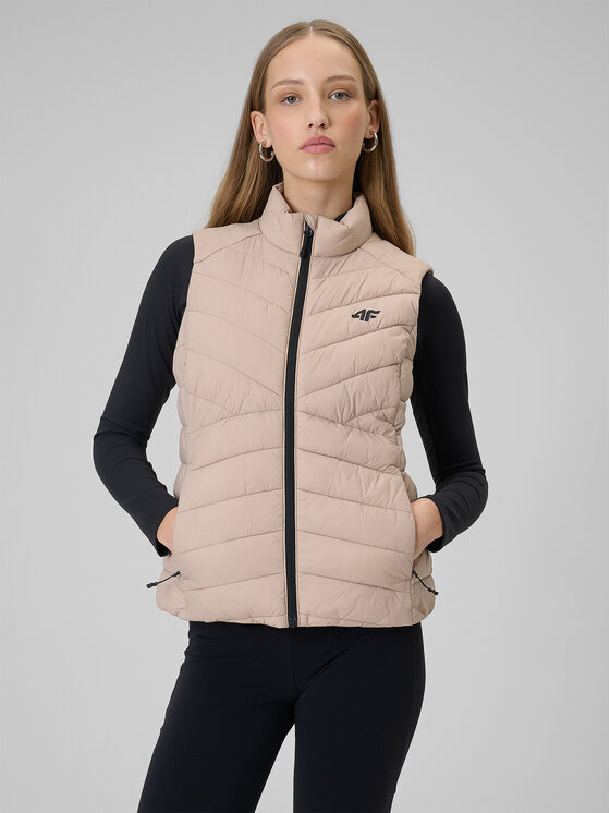 4F 4F Kamizelka MIDSHOP TEXTILE Beżowy Slim Fit