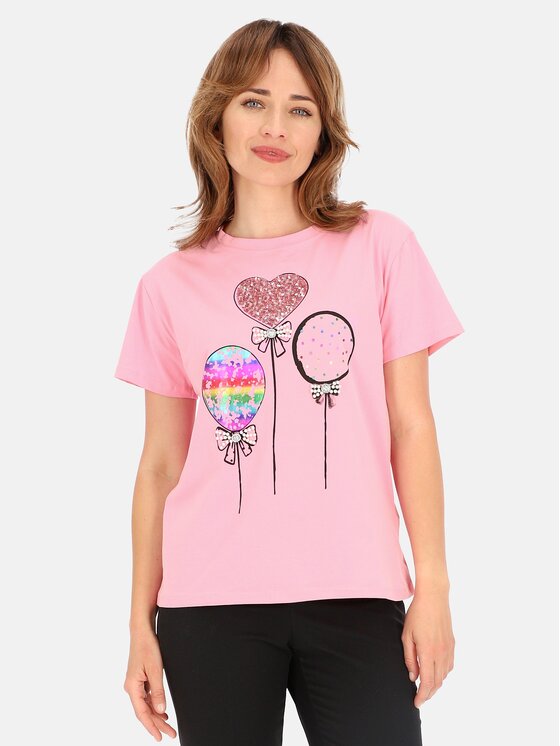 Perso Perso T-Shirt TCE245285F Růžová Regular Fit
