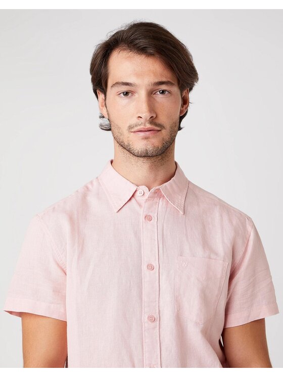 Wrangler Wrangler Koszula SS 1PKT SHIRT Różowy Regular Fit