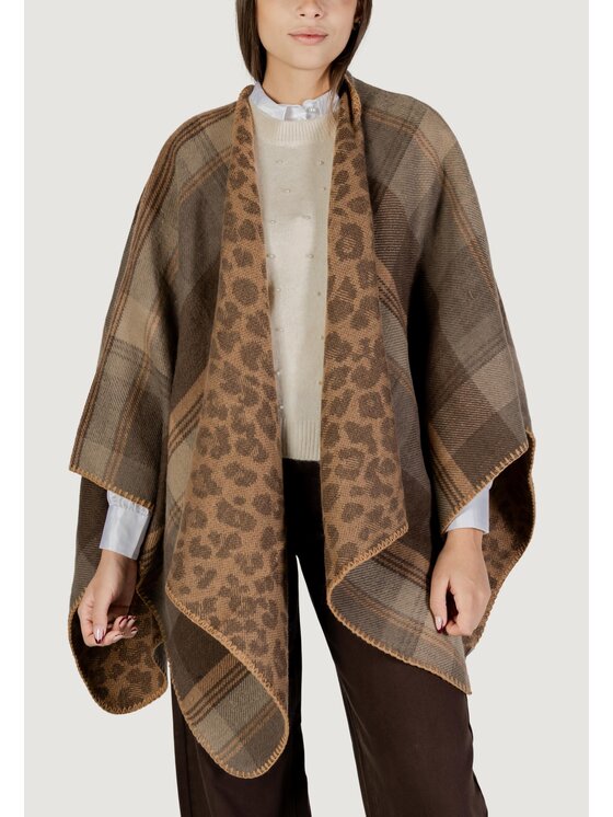 Pieces Pieces Mantella Pcjalina Poncho Reversable Bc Marrone Casual Fit