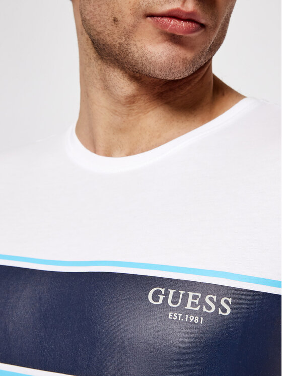 Guess Guess T-shirt Placed Print M1RI56 K8HM0 Bianco Slim Fit