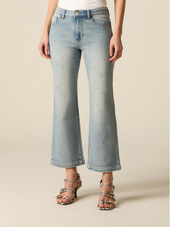 Oltre Oltre Jeansy P496R009211N004 Turkusowy Flare Fit