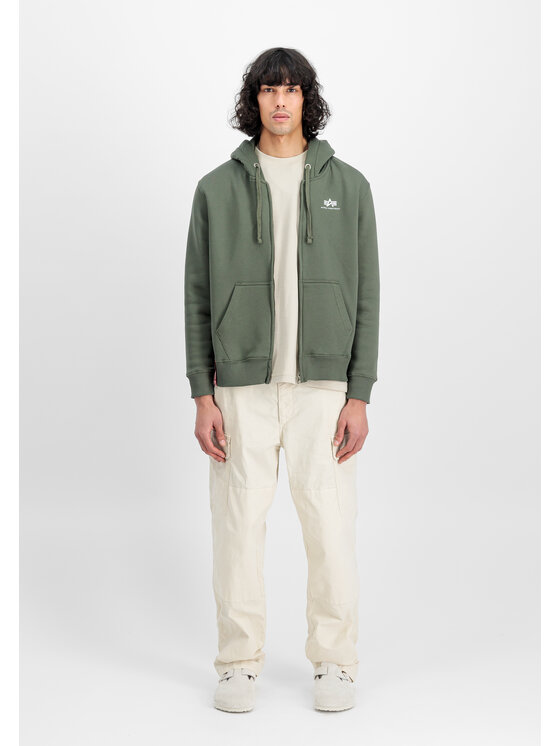 Alpha Industries Alpha Industries Mikina Basic Small Logo Zip Hoodie Zelená Regular Fit