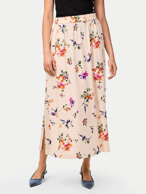YAS YAS Midi sukně Asina 26034011 Écru Regular Fit