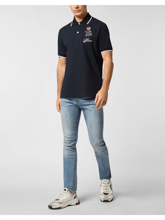 PHILIPP PLEIN PHILIPP PLEIN Polo 27161 Granatowy Slim Fit