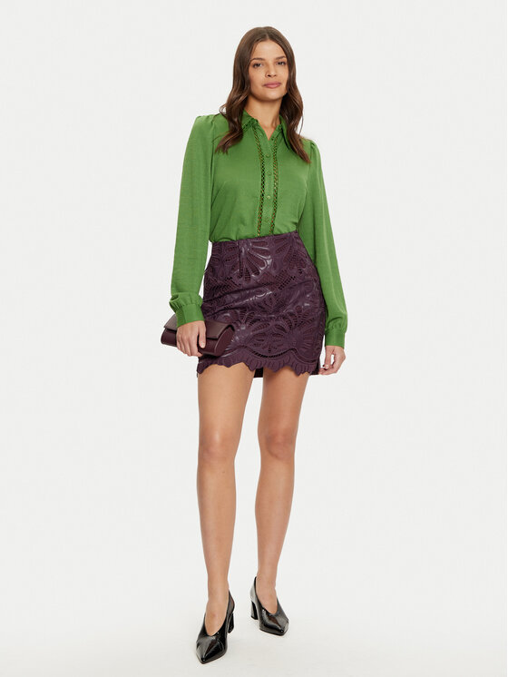 Vila Vila Fustă din imitație de piele Paz 14102686 Violet Slim Fit