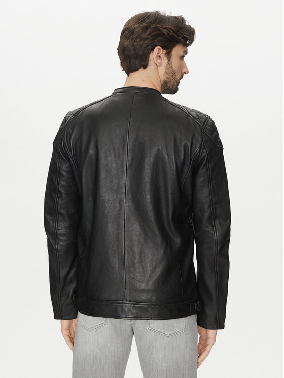 Mustang Mustang Geacă de piele Rivo 310-24-050 Negru Regular Fit