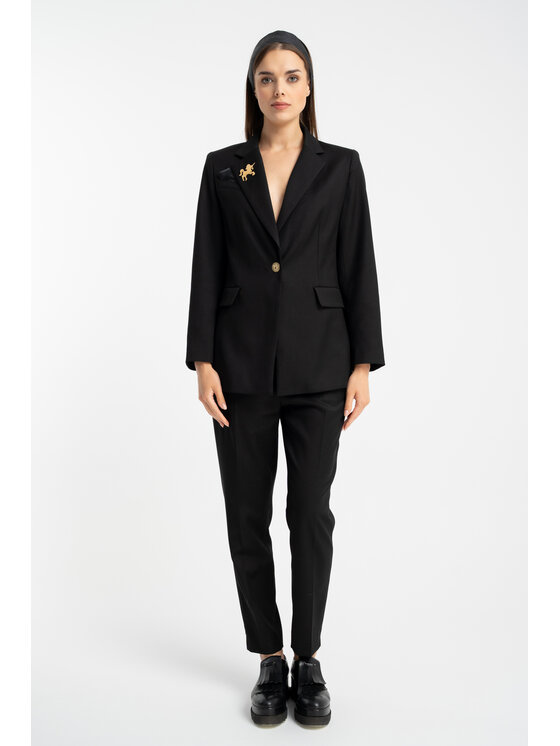 CLICK CLICK Kalhoty z materiálu 30-443 Černá Slim Fit