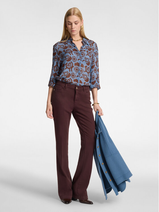 Elena Mirò Elena Mirò Spodnie materiałowe P700G000435N039 Bordowy Flare Fit