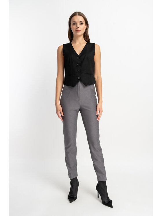 CLICK CLICK Bavlnené nohavice 30-315 Sivá Skinny Fit