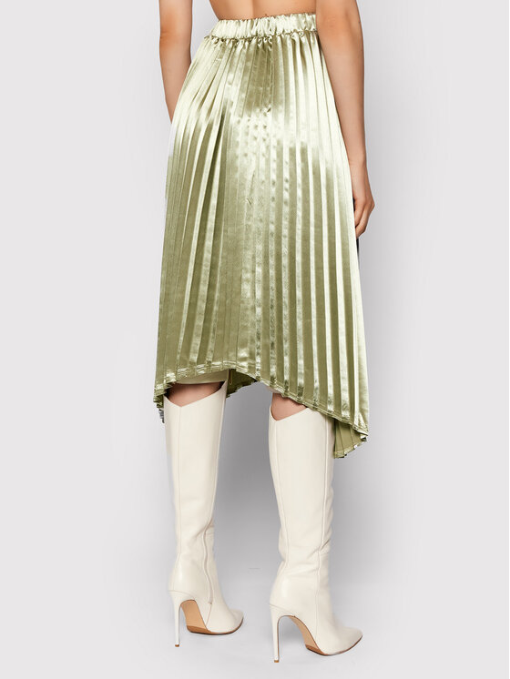 NA-KD NA-KD Spódnica plisowana Pleated Asymmetric 1018-007371-1130-581 Zielony Regular Fit