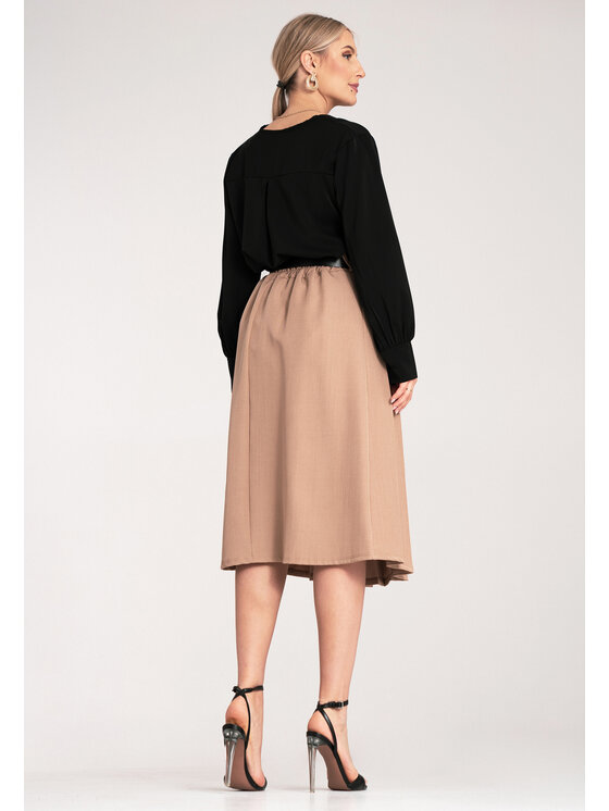 FIGL FIGL Gonna plissettata M1154 Beige A-Line Fit