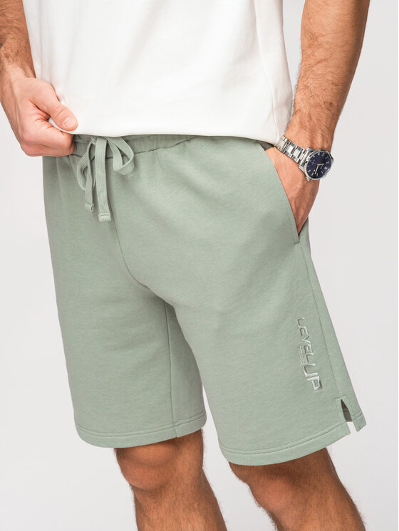 Ombre Ombre Szorty materiałowe OM-SRSK-0196 Zielony jasny Regular Fit