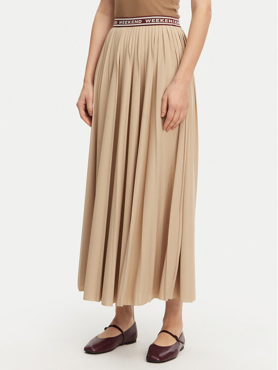Weekend Max Mara Weekend Max Mara Plisovaná sukně Bleu 2515771031 Béžová Regular Fit