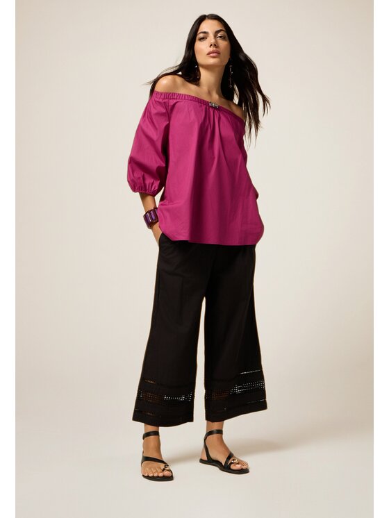 Oltre Oltre Pantaloni di tessuto P264J002329N033 Nero Baggy Fit