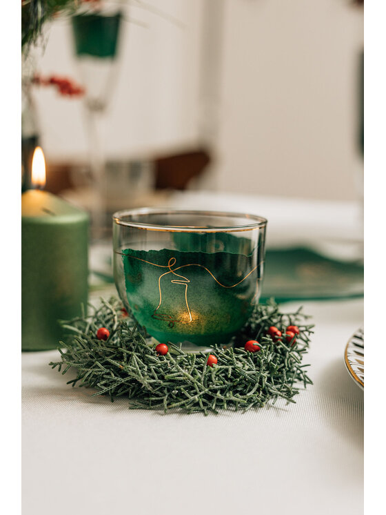 VOLA VOLA Zestaw zestaw 3 świeczników szkl. Tealight h=10cm Christmas Zielony