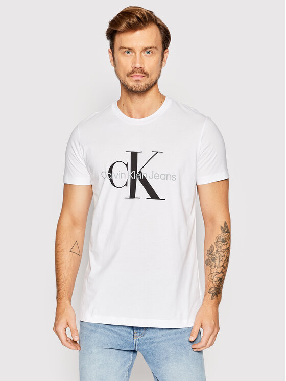 Calvin Klein Jeans T-krekls J30J320935 Balts Slim Fit