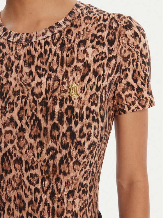Just Cavalli Just Cavalli T-shirt 79PAHE07 CJ112 Smeđa Slim Fit