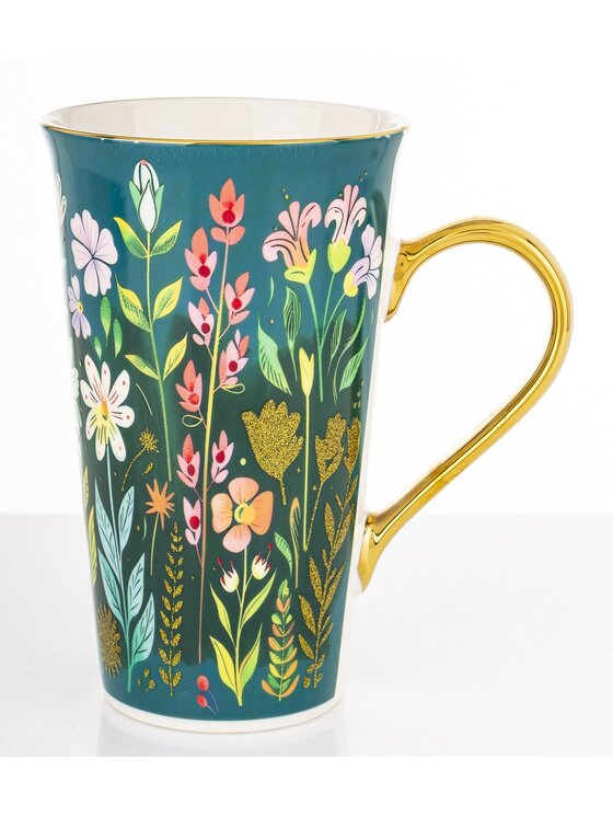 MIAhome MIAhome Kubek porcelanowy 700 ml BLUMEN-II 17x15x10 cm zielony Zielony
