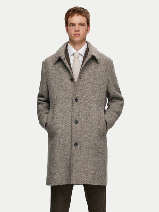 Selected Homme Vlnený kabát 16089348 Béžová Regular Fit