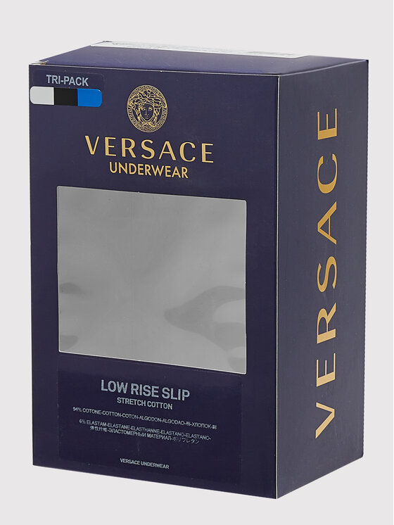 Slip Versace in cotone stretch con Greca Versace