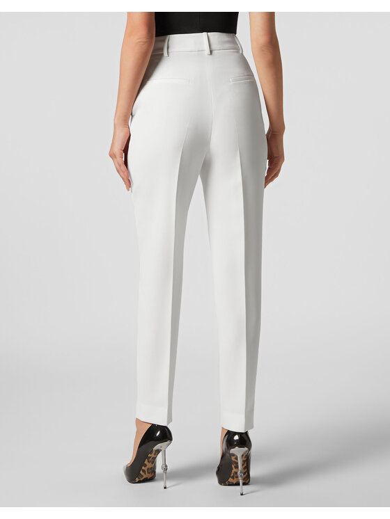 PHILIPP PLEIN PHILIPP PLEIN Spodnie materiałowe 3015 Biały Flare Fit