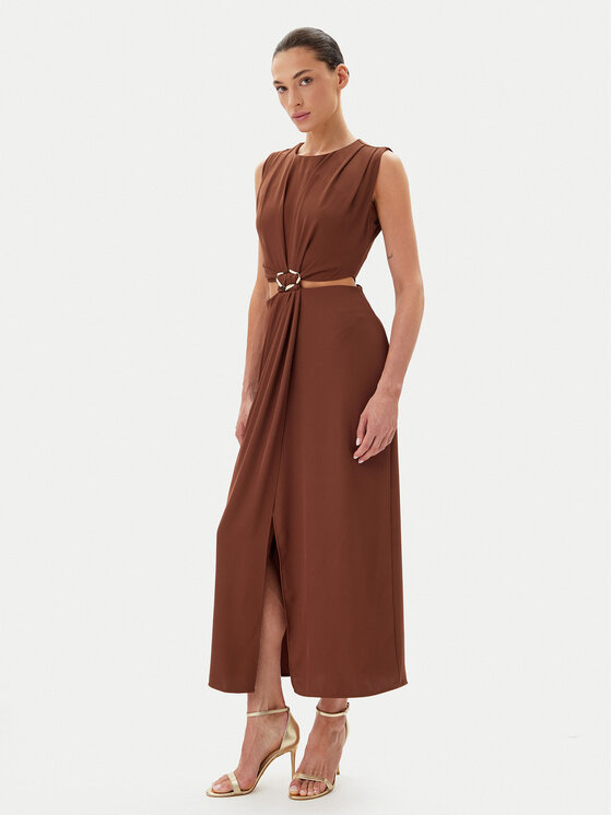 Haveone Haveone Rochie de seară AFS-N029 Maro Regular Fit