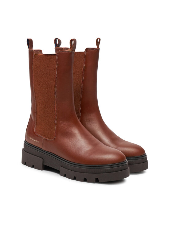 Tommy Hilfiger Tommy Hilfiger Sztyblety Monochromatic Chelsea Boot FW0FW06730 Brązowy