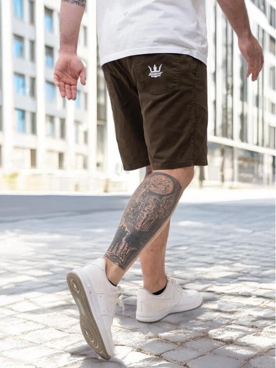 Jigga Wear Jigga Wear Szorty materiałowe Krótkie Spodenki Crown Pocket L Brązowy Regular Fit