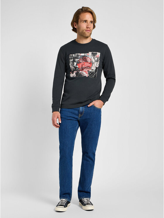Lee Lee Longsleeve LS UTILITY ARTIST TEE Czarny Regular Fit