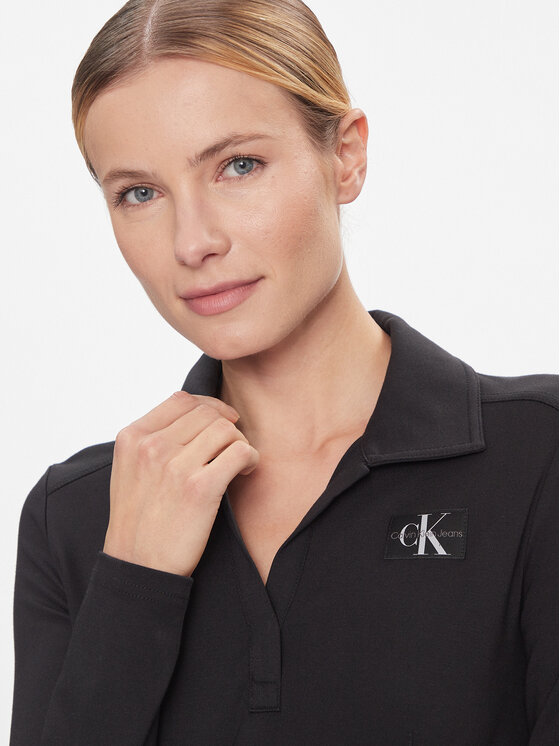 Calvin Klein Jeans Calvin Klein Jeans Μπλουζάκι Polo Collar Milano Regular Top J20J222556 Μαύρο Regular Fit