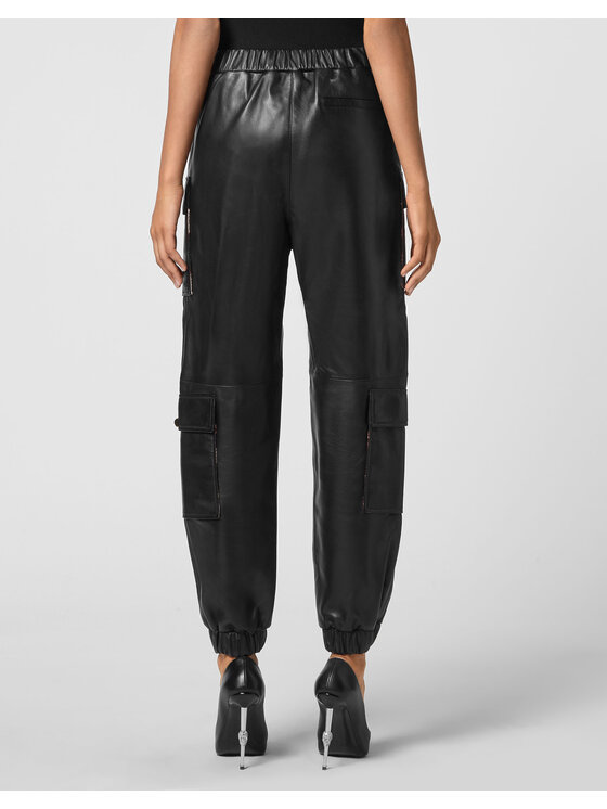 PHILIPP PLEIN PHILIPP PLEIN Pantaloni di pelle 4767 Nero Jegging Fit