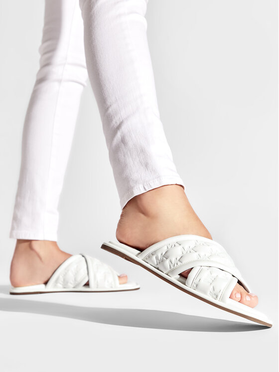 Michael Kors Gideon Slide （Michael Kors Gideon Embellished Faux Leather  Slide Sandal In Pink | ModeSens）