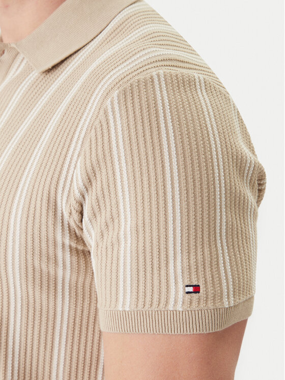 Tommy Hilfiger Tommy Hilfiger Pólóing Vertical MW0MW41949 Bézs Regular Fit