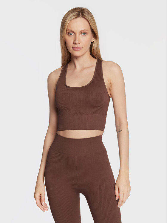 Gina Tricot Top Sky Seamsless 16533 Hnedá Slim Fit