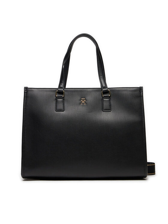 Geantă Tommy Hilfiger Th Monotype Tote AW0AW15978 Negru